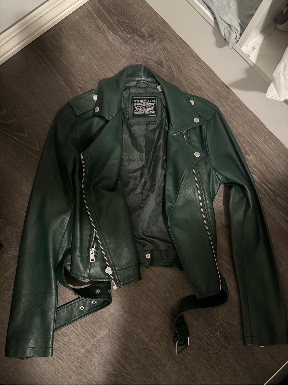 Levi’s green leather jacket